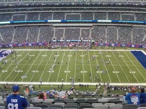 Metlife stadium section 338 - However, for Jets games Section 139 is the location of the MetLife 50 Club, one of the best premium seating areas in the stadium. Sections in this location have between 31 and 35 numbered rows of seats with fewer rows in the sections nearest to midfield. The best views are found near the top of the sections in Rows 24-31.